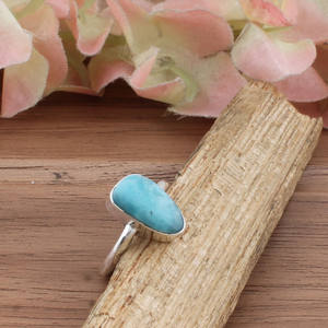 Bague de mariage en larimar bleu naturel, argent sterling 925, pierre précieuse bleu océan délicate, bijoux artisanaux minimalistes pour femmes, vente en gros - Product Image 3