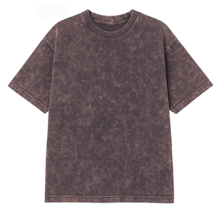 T-shirt en coton lavé surdimensionné pour homme, manches courtes, col rond, couleur unie, jersey décontracté - Product Image 2