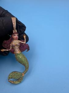 จี้ทรงนางเงือกประดับเพชรโมอิสสีสันสดใส925ชุบทอง18K เครื่องประดับฮิปฮอปสุดหรูของขวัญงานปาร์ตี้ - Product Image 5