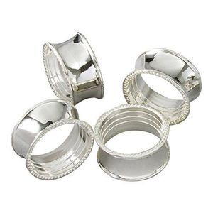 Modern Beaded Edge Napkin Rings Decorative Silver Plated Metal Napkin Holders for Wedding, Banquet Event And Fine Dining Decor - Product Image 1
