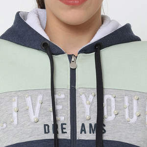 Women's Customized Two-Piece Sweatpants & Hoodie Tracksuit <b>Set</b> 100% Cotton Casual Sportswear with Rhinestone Embellishments - Product Image 5