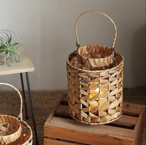 Lanterne en jacinthe d'eau tissée à la main, matériaux naturels rustiques, design élégant, lanterne décorative écologique pour la décoration de la maison, style bohème - Product Image 3