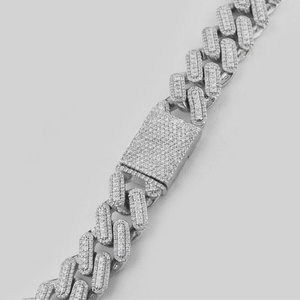 Customized Hip-hop Style 12mm Width 22 Inch Length IGI Certified Diamond 925 Solid <b>Silver</b> Cuban Chain <b>for</b> Unisex Party - Product Image 2