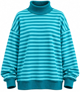 Sweat-shirt à col roulé uni pour femme, épaules tombantes, manches longues, pull décontracté d'hiver, 100% coton, logo sur le devant - Product Image 1