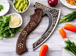 Unique Style Damascus Steel Pizza Cutter with <b>Etched</b> and Customized Handle - Product Image 5