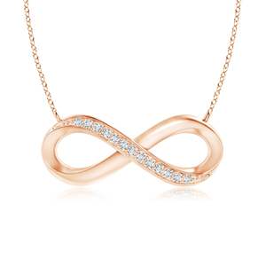 Collar con Colgante Infinito de Oro 10K con Diamantes Engastados en Pavé, Corte Brillante Redondo, Cadena Clásica para Mujer, Uso Diario - Product Image 3