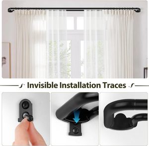 19mm + 16mm Blackout Extendable <b>Curtain</b> Pole for <b>Curtains</b>, 28-48", 48-86", 66-120" - Product Image 6