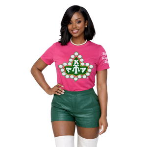 T-shirt en chenille AKA Ivy avec lettres grecques brodées, en coton premium, décontracté, vêtement de sororité - Product Image 1