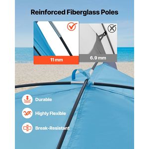 Tenda da Spiaggia Portatile Lightwei per 8 Persone, Protezione Solare UPF 50+, con Borsa per il Trasporto e Tasche per la Sabbia, Tettoia Parasole Estiva - Product Image 5