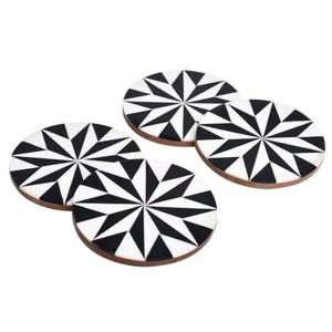 Round Designer Black And White Wooden Coaster Ideal For <b>Table</b> Surface <b>Protection</b> Heat And Cold Daily Use Home Dining From India - Product Image 6
