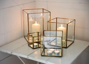 Vintage Glass & Brass Box Showcase, <b>Cube</b> Shaped Display case Set of 4 Boxes - Product Image 3