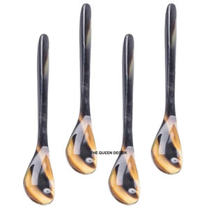 Cuchara de cuerno de búfalo de la mejor calidad a precio mayorista, diseño pequeño y bonito para té, color natural pulido para el hogar - Product Image 5