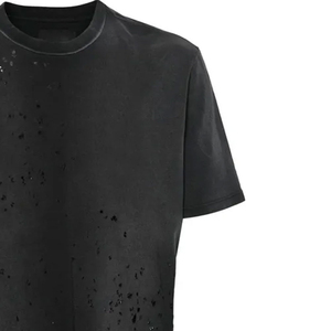 T-shirts déchirés pour hommes, nouveau style, confortables, 100% coton, couleur unie, manches courtes, meilleur design pour la vente en ligne - Product Image 5