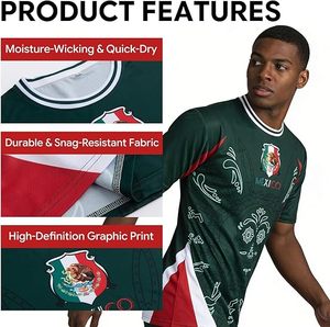 Mexico National Team Jersey Green <b>Red</b> White Moisture-Wicking Quick-Dry Durable Snag-Resistant High-Definition Print - Product Image 2