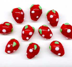 Handmade Lampwork <b>Glass</b> Beads Cute Ladybug Strawberry & Swirl Oval Loose <b>Charms</b> for DIY Jewelry Making - Product Image 2