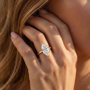 3CT Marquise Cut IGI Certified Lab Grown Diamond Engagement Ring for Women in 10K Yellow Gold Solitaire Ring - Product Image 4