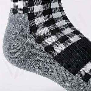 Crew <b>Socks</b> Plaid Pattern <b>Black</b> White Gray Casual Knitted Breathable Adult Spring Style - Product Image 5