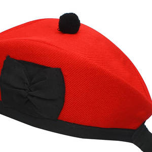 Casquette Glengarry rouge, chapeau traditionnel, 100% laine, laine acrylique, tartan, accessoires pour dudels, ruban en polyester et coton - Product Image 3