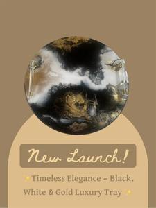 Plateau décoratif en résine fait main, disponible en plusieurs couleurs, de forme ronde, pour la décoration de la maison, plateau en résine de haute qualité, provenant d'Inde. - Product Image 2