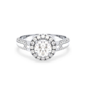 REYES OEM ODM Customized Fine Jewelry GRA Certified <b>925</b> Sterling <b>Silver</b> Round Cut 1.38 Carat Moissanite Halo <b>Rings</b> For Women - Product Image 2