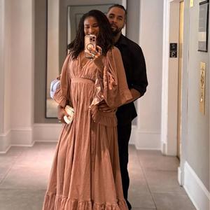 Vestido Maxi Magdalena de Algodón 100% Hecho a Mano de Alta Calidad, Color Rosa Desierto, Fluido, Femenino, Radiante, Transpirable, Tie-Dye - Product Image 3