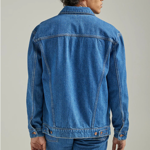 Men's Classic <b>Light</b> Blue Washed jeans <b>Jacket</b> Turn-down Collar Zipper Front Chest Pocket Winter 100% Cotton <b>Waterproof</b> Windproof - Product Image 6