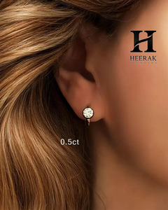 Pendientes de Aro de Plata de Ley Chapados en Oro de 18K con Moissanita de Lujo |   Pendientes Huggie Bali con Diamantes de Laboratorio VVS1 para Mujer - Product Image 6