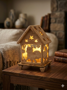 Wooden Handmade <b>Tea</b> <b>Light</b> Holder for Christmas Home Decoration Wooden hut lamp - Product Image 2