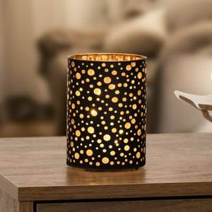 <b>Christmas</b> <b>Lantern</b> Metal Candle Holder Black Gold Tree Star Die Cut Design Home Decoration Heat Resistant - Product Image 3