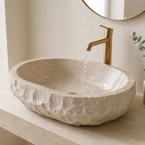 Vasque ovale en marbre naturel, sculptée à la main, moderne, pour salle de bain de luxe, hôtel, meuble-lavabo, salle à manger – Fournisseur en gros - Product Image 2