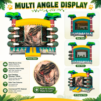 Château gonflable commercial sur le thème de la jungle avec murs en filet, palmiers et zone de jeu interactive pour enfants