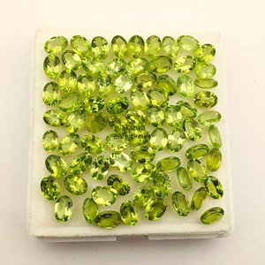 Péridot naturel ovale facetté, pierres précieuses en vrac calibrées 5MM 7MM, pierres de péridot vertes pour la fabrication de bijoux et de pendentifs, vente en gros - Product Image 5