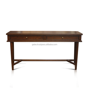Long Console <b>Table</b> Dark <b>Brown</b> Color Antique Design American Style Solid Wood - Product Image 1