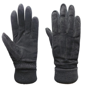 Gants en cuir longueur poignet avec doublure thermique en coton, style uni, pour utilisation en extérieur en hiver - Product Image 6