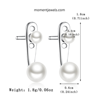 Ensemble de bijoux géométriques en argent sterling 925 pour femmes, collier avec pendentif en zircon et perle tridimensionnelle, boucles d'oreilles à chaîne
