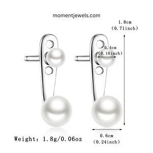 925 Sterling <b>Silver</b> Geometric Jewelry <b>Set</b> for Women Three Dimensional Pearl Zircon Pendant <b>Necklace</b> Cable Chain <b>Earrings</b> - Product Image 3