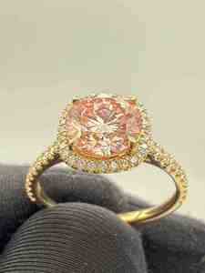 Anillo de Diamante Cultivado en Laboratorio de Primera Calidad, 3 CT, Rosa, VS1, Certificado por IGI, Oro Amarillo de 14K, Chapado en Rodio, Estilo Vintage, Elegante Anillo de Compromiso - Product Image 6