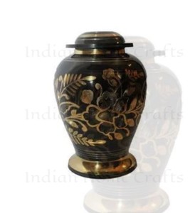 Black Brass Cremation Urn <b>Memorial</b> Cinerary <b>Vase</b> Handmade Portable Ashes Casket for Human and Pet Remembrance - Product Image 4