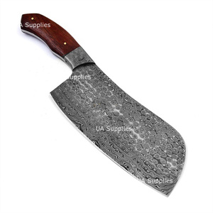 Couteau à viande Damas fait main, hachoir de cuisine robuste, couteau de boucher professionnel en acier forgé à haute teneur en carbone pour chef, idéal pour couper le bois - Product Image 2