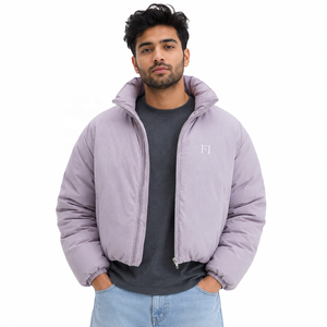 Unisex Custom Puffer Jacket Stand Collar Zipper Front Men's Jackets Windproof Casual <b>Winter</b> Outerwear Warm Cotton Padded OEM USA - Product Image 1