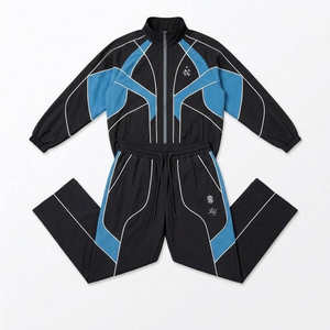 High Quality Men's Custom Patchwork Polyester <b>Reflective</b> Nylon Windbreaker Track <b>Jacket</b> and Pants Set Knitted Men's 2026 - Product Image 6