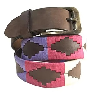 Cinturón de Cuero para Hombre, Estilo Polo Ecuestre, con Hebilla de Pin, Cuero de Primera Calidad, Bordado, Cinturón Deportivo, Accesorios para Montar a Caballo - Product Image 1