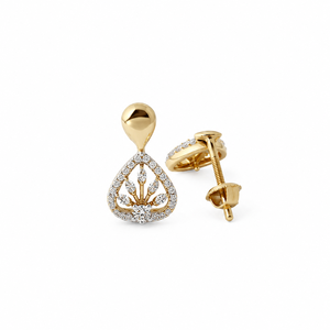 Boucles d'oreilles pendantes géométriques en forme de goutte d'eau, diamant certifié IGI, or massif cultivé en laboratoire, poli miroir, unisexe, pour mariages et soirées, luxe, haute joaillerie - Product Image 3