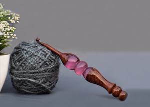 Handmade Wooden <b>Crochet</b> <b>Hook</b> With Purple Resin Handle <b>crochet</b> <b>hooks</b> Sewing tools Oval Shape Smooth Finish For Needlework - Product Image 5