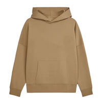 Sweat à capuche en molleton de coton brodé personnalisé pour homme, style streetwear, beige clair, pull décontracté surdimensionné doublé, fabricant OEM