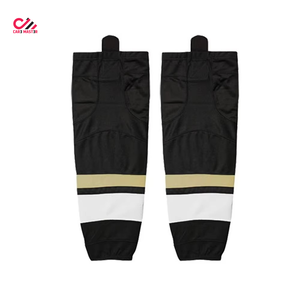 Ice Hockey <b>Socks</b> Black Gold White Striped <b>Moisture</b> Wicking Elastic Waist Men Adult All Seasons Sublimated Print - Product Image 1