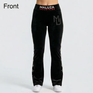 Leggings de Lujo con Pedrería en Forma de Estrella para Mujer, Cintura Alta, Estilo Flare, Color Morado, Pantalones Elásticos de Moda Urbana - Product Image 1