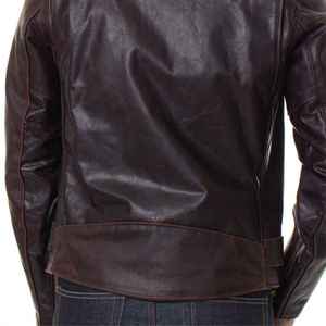 Chaqueta de Cuero Genuino Premium para Hombre, Estilo Motero Vintage Marrón, Corte Ajustado, Piel de Vacuno Auténtica, con Cierres Dorados - Product Image 6