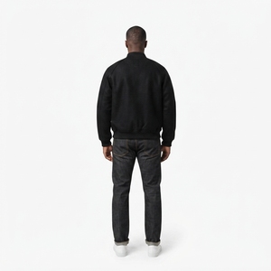 Chaqueta de mezclilla raglán de lana gruesa personalizada para hombre, estilo streetwear negro con bandera americana, reversible MA-1, con cremallera, OEM - Product Image 2