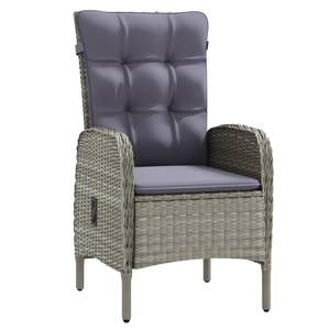 Juego de comedor de patio de 3 piezas gris y negro con cojines cómodos Muebles de exterior duraderos - Product Image 3